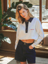 Weißer Damen-Polo-Pullover