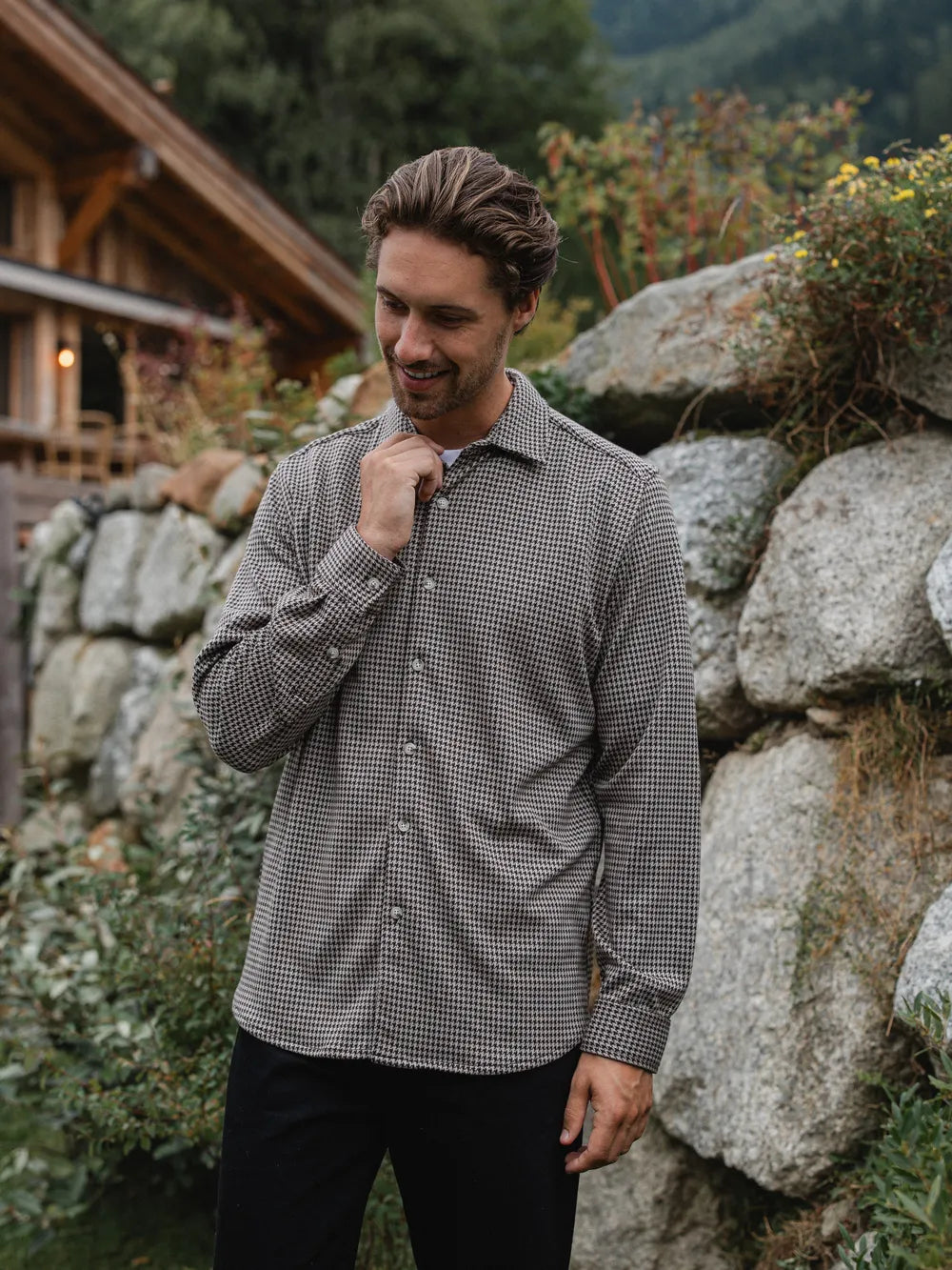 Brown Checked Button Up