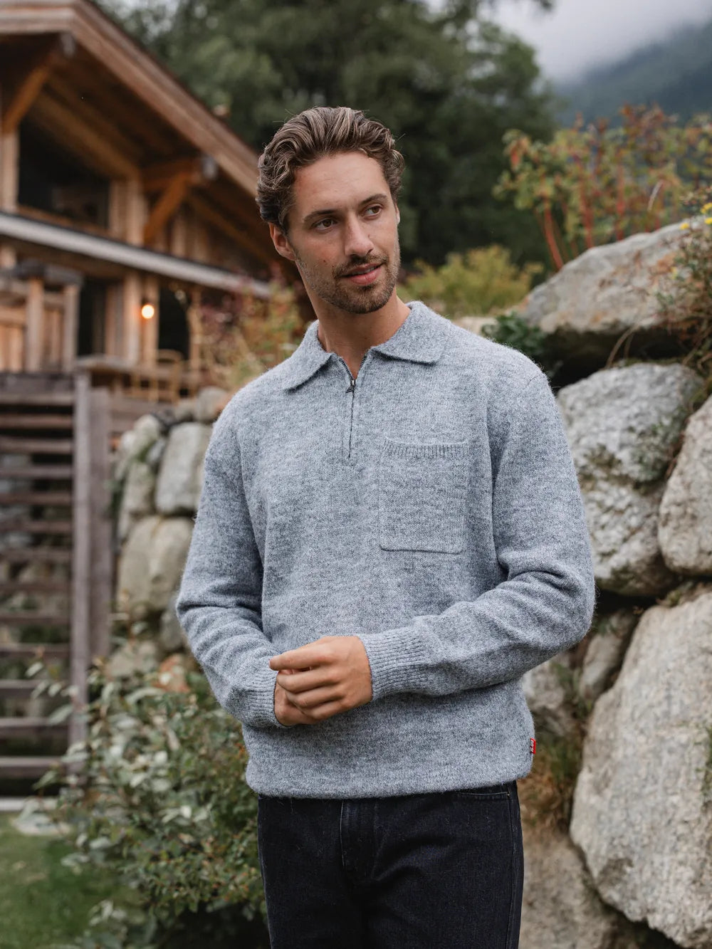 Grey Brushed Pocket Polo