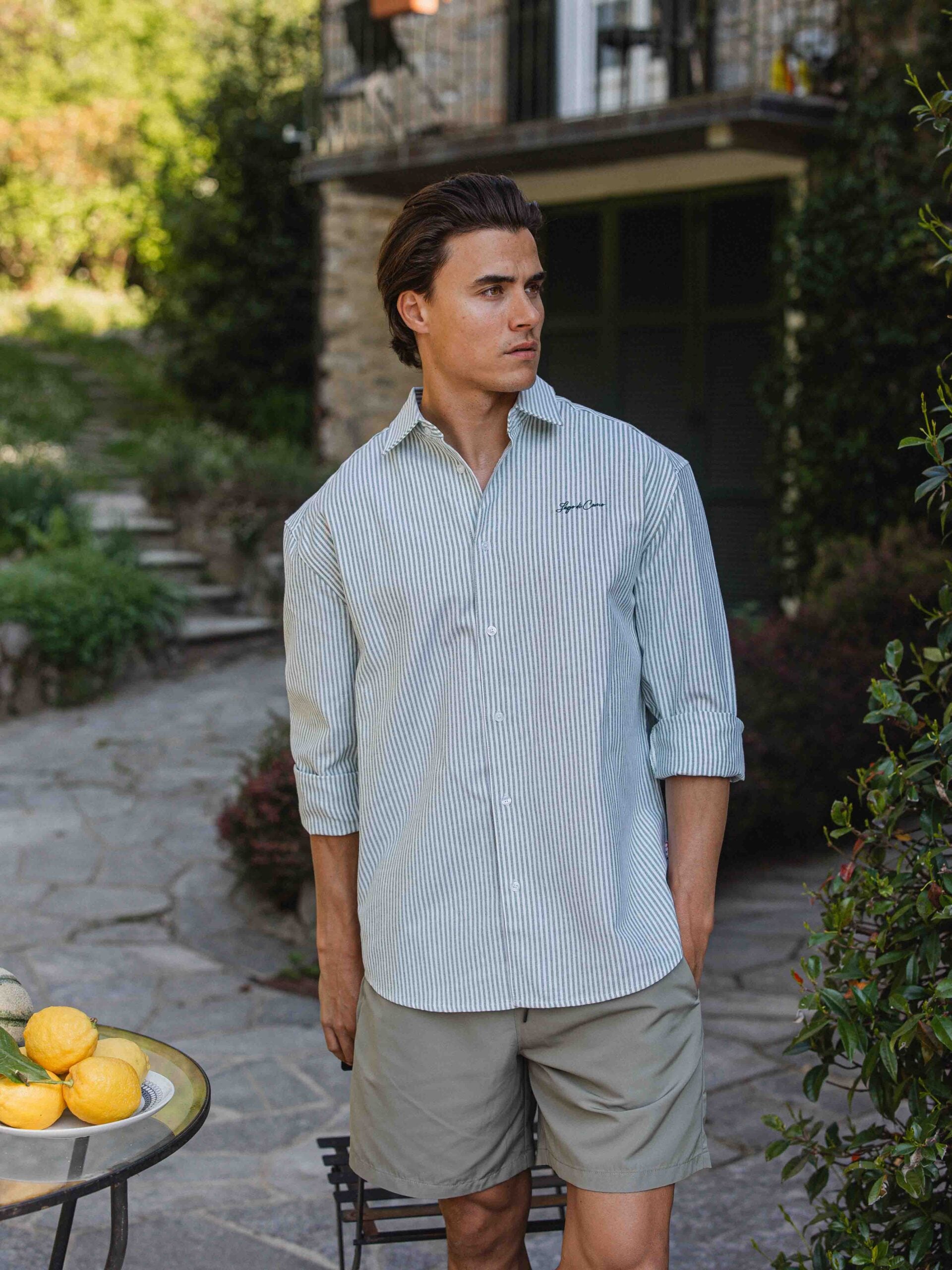 Green Stripe Oversized Blouse