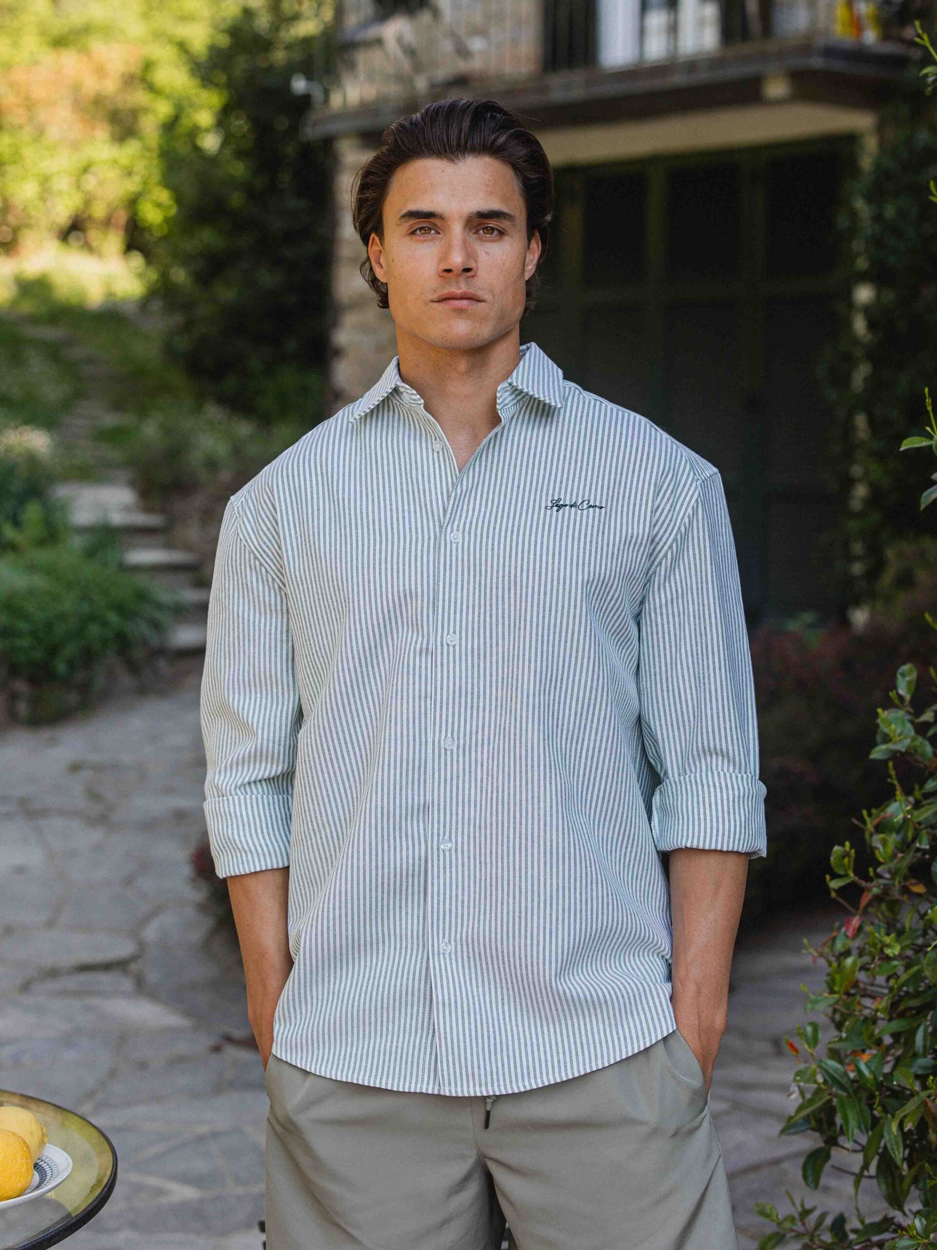 Green Stripe Oversized Blouse