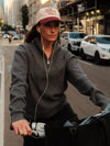 Dark Grey Melange Knit Halfzip
