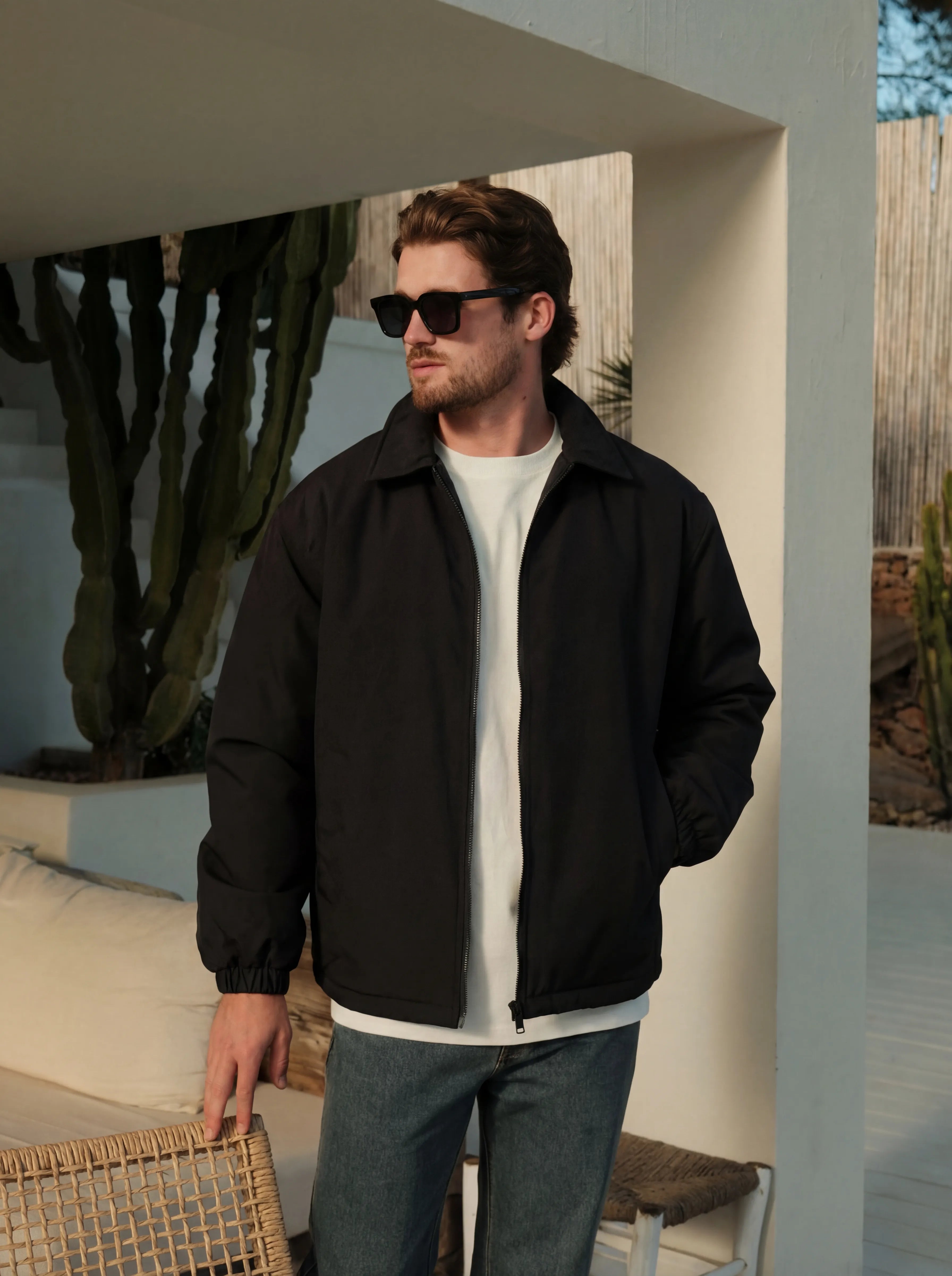 Black Padded Coach Zip Jacket – 16/08 WEAR