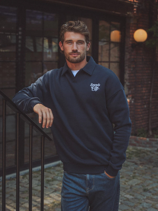 Navy Oversized V-neck Sweater