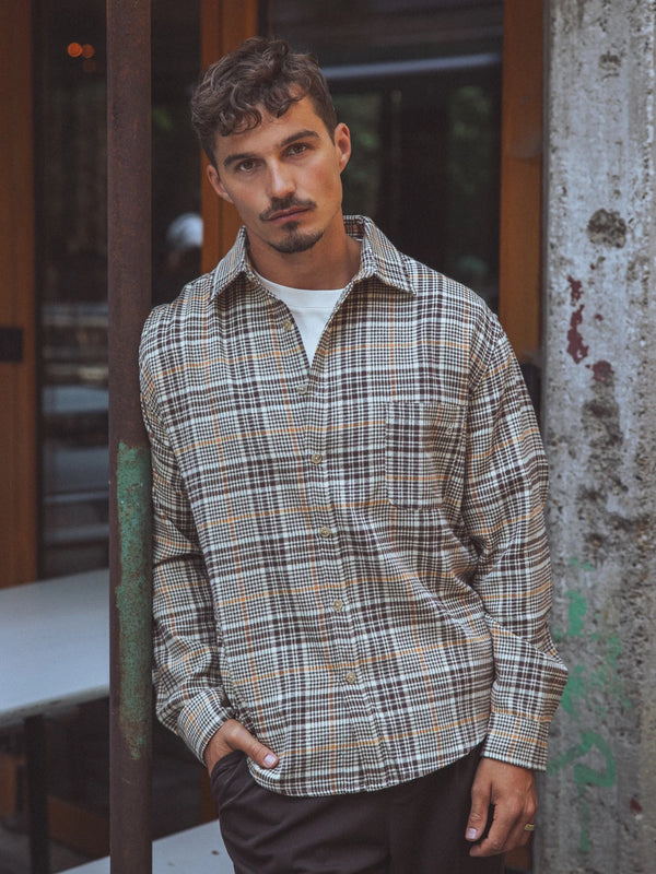 Light Brown Flannel Checked Shirt