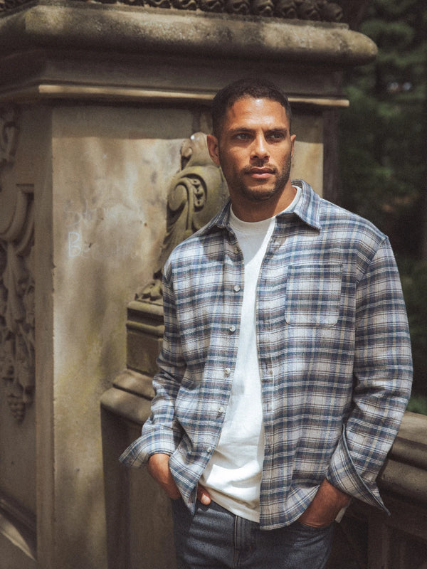 Navy Flannel Checked Shirt
