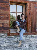 Dark Brown F Oversized Polo Sweater