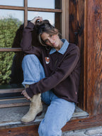 Dark Brown F Oversized Polo Sweater