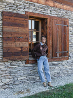 Dark Brown F Oversized Polo Sweater