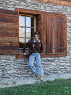 Dark Brown F Oversized Polo Sweater