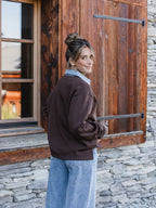 Dark Brown F Oversized Polo Sweater