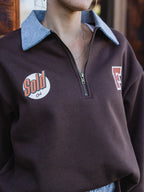 Dark Brown F Oversized Polo Sweater