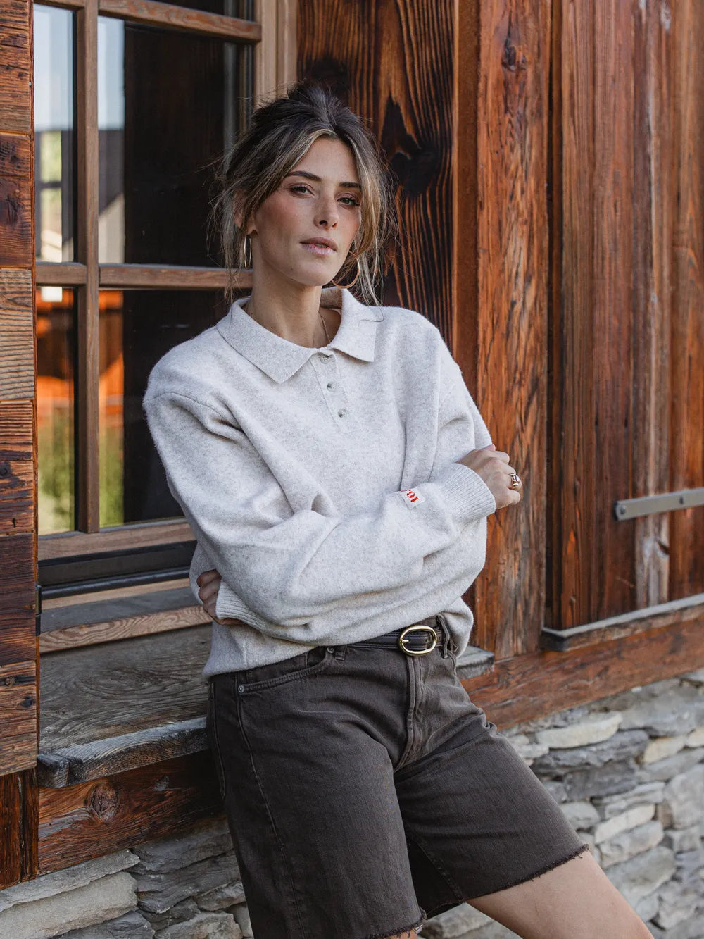 Beige Melange Knit Polo