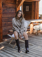 Hellbrauner Zopfstrickpullover