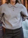 Braunes Melange-Strickpolo