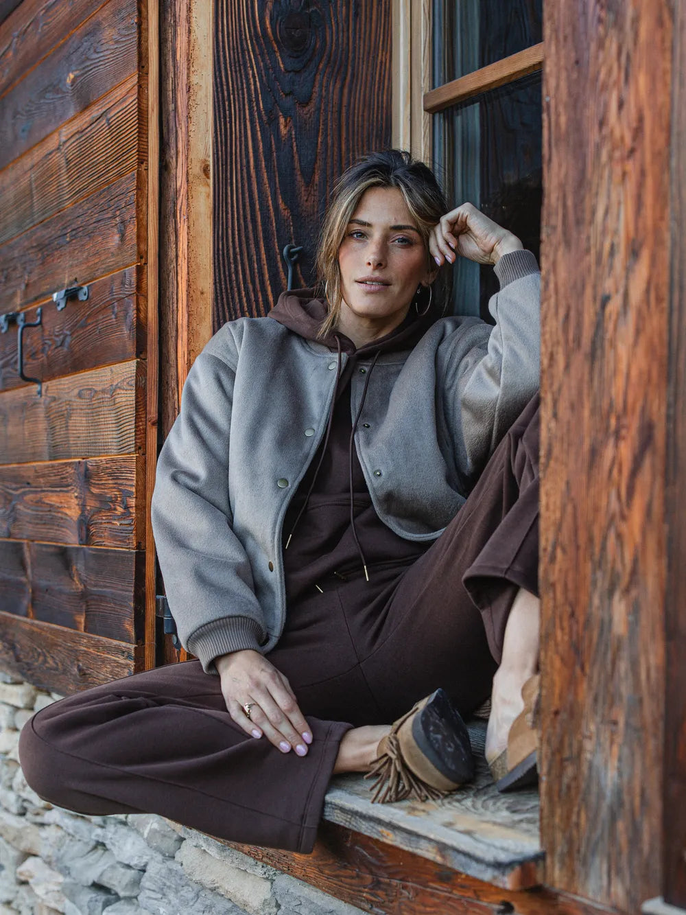 Brown Femme Bomber Jacket