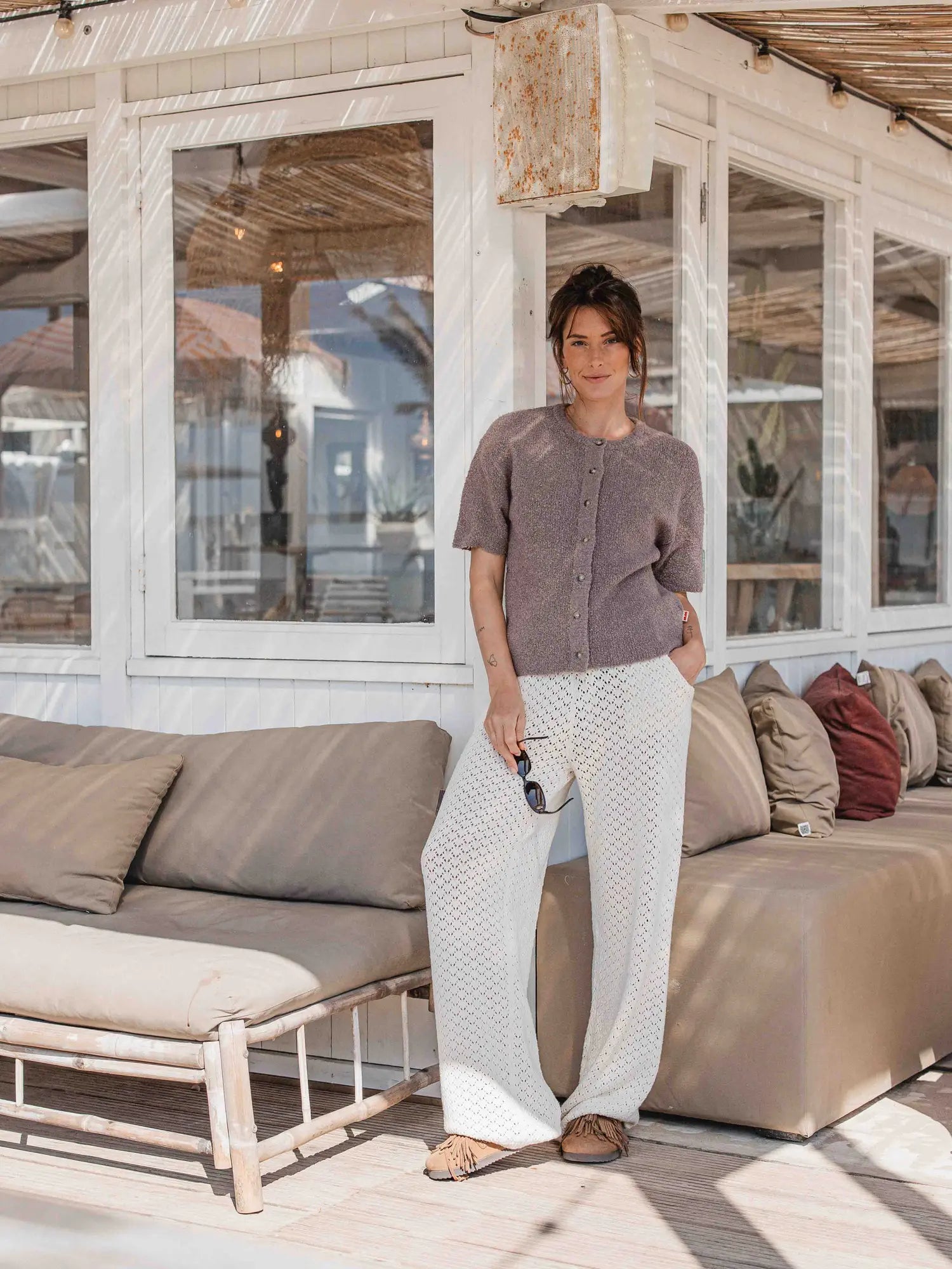 Taupe Boucle Cardigan