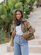 Beige Wildlederjacke