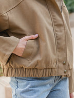 Beige Wildlederjacke