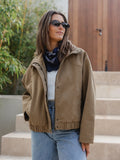 Beige Wildlederjacke