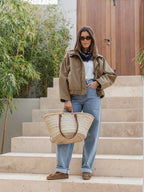 Beige Wildlederjacke