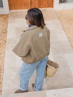 Beige Wildlederjacke