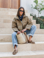 Beige Wildlederjacke