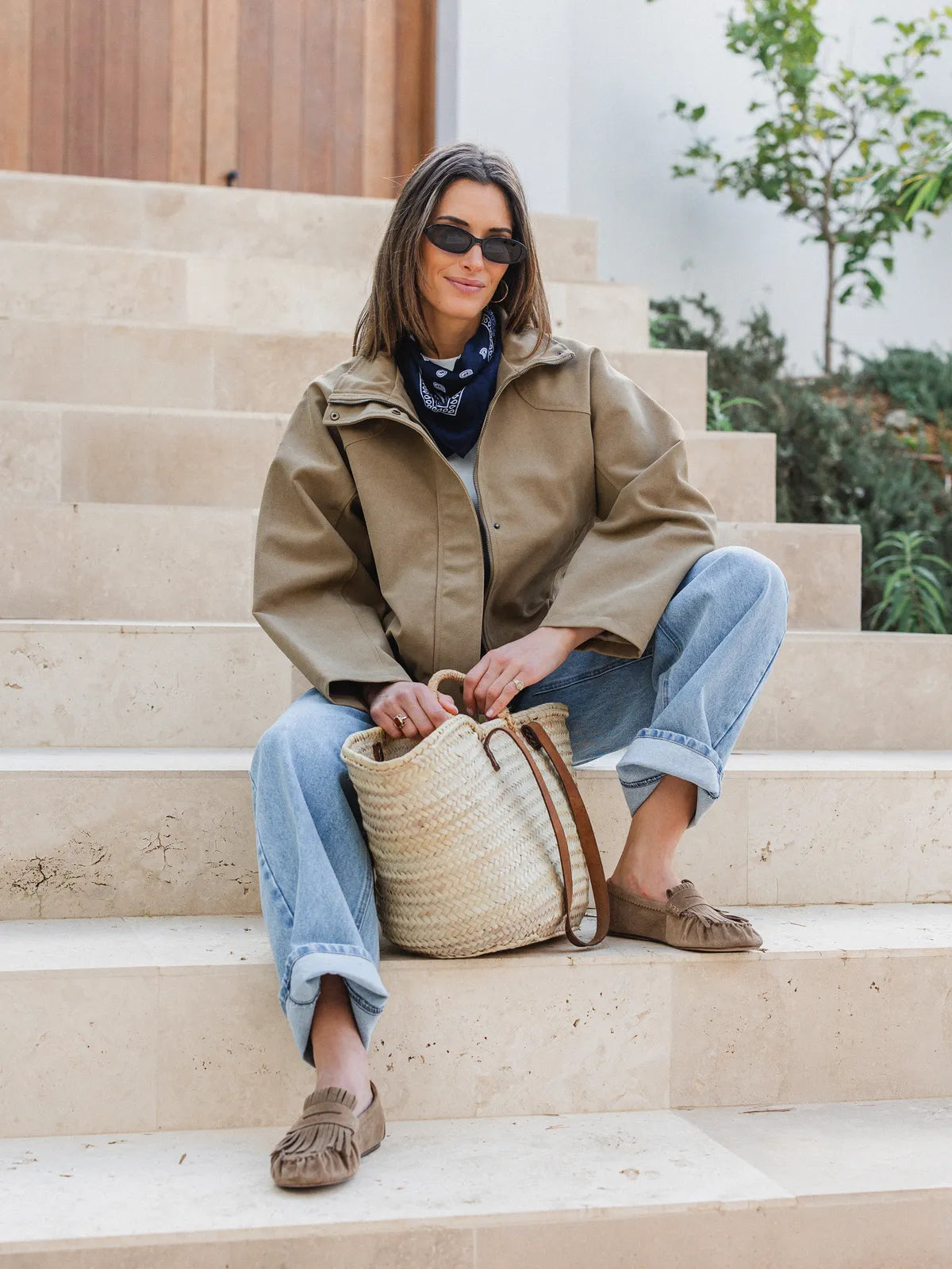 Beige Wildlederjacke