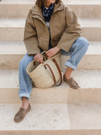 Beige Wildlederjacke