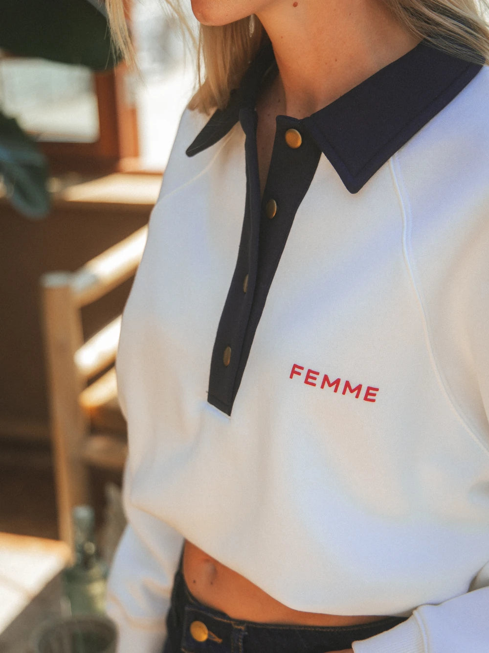 Weißer Damen-Polo-Pullover