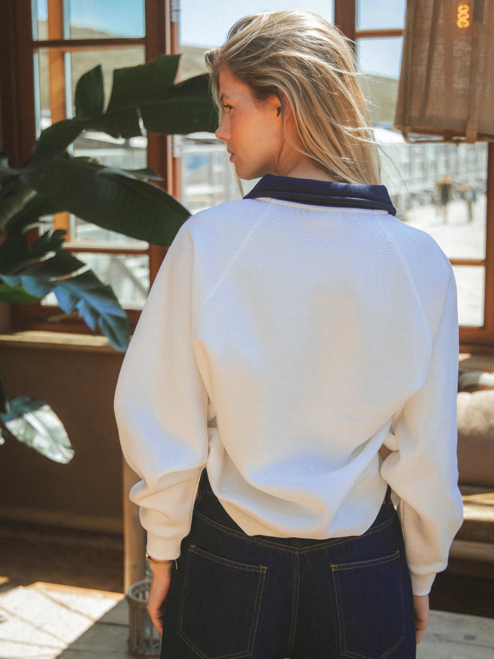 White Femme Polo Sweater