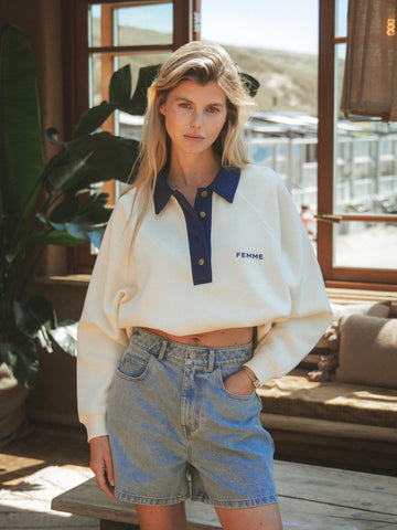 Yellow Femme Polo Sweater