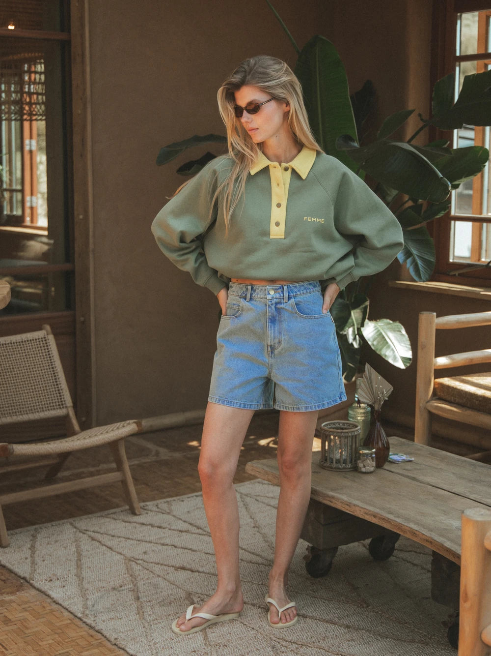 Gelber Damen-Polopullover
