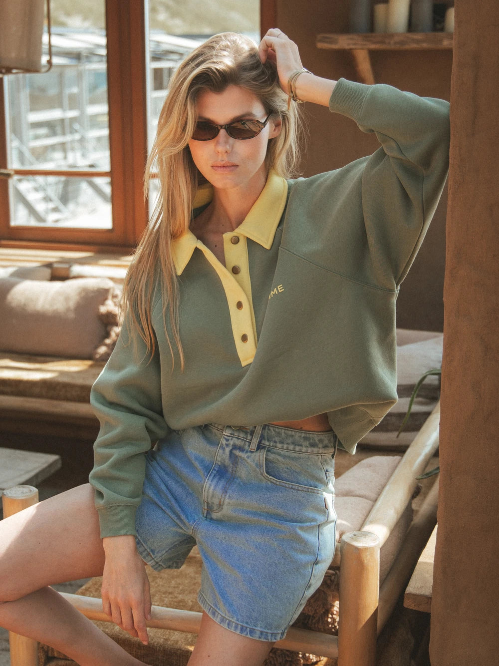 Gelber Damen-Polopullover