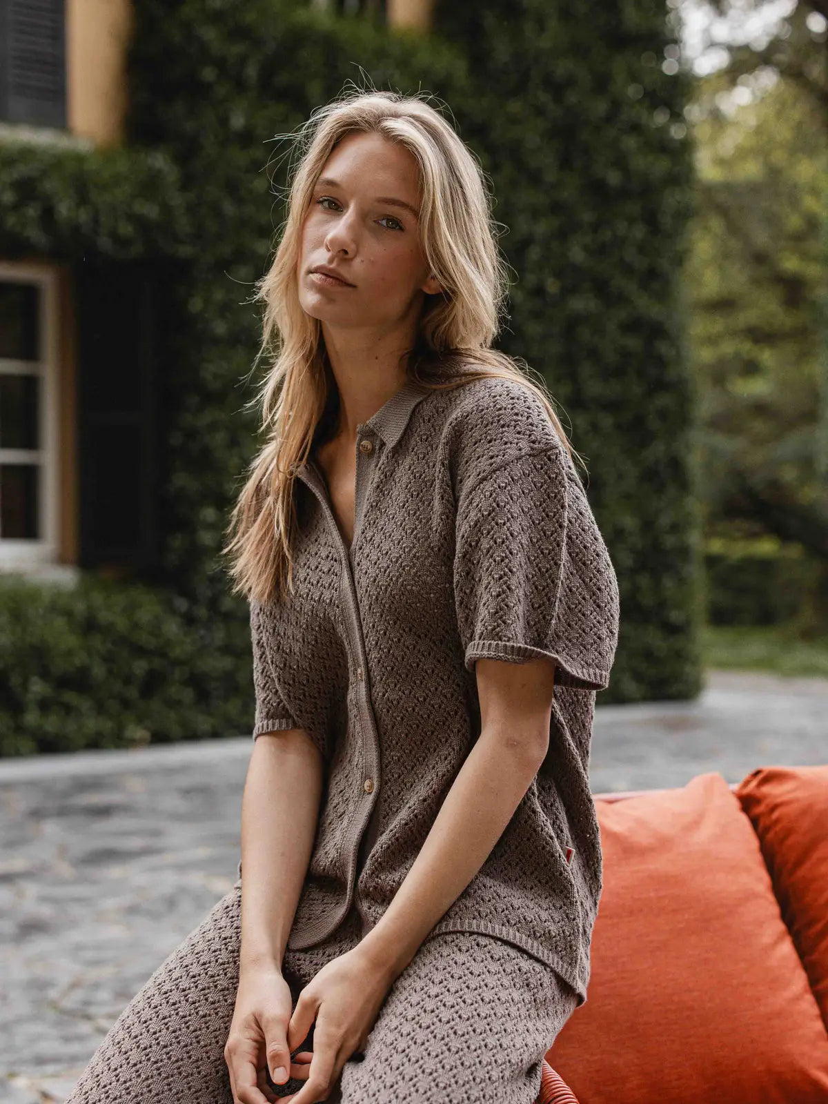 Brown Crochet Polo