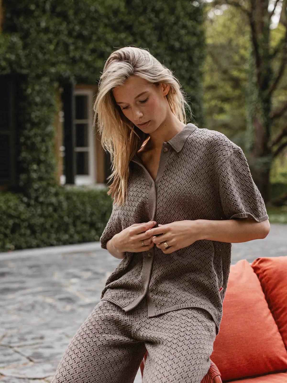 Brown Crochet Polo