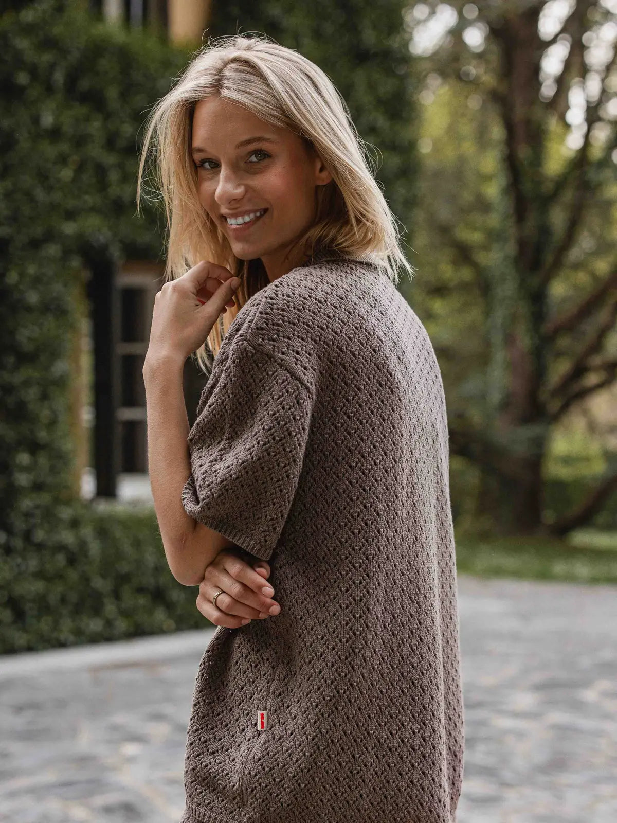 Brown Crochet Polo