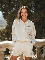 Grauer Damen-Polopullover