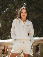 Grauer Damen-Polopullover
