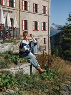 Navy Knit Stripe Oversized Sweater