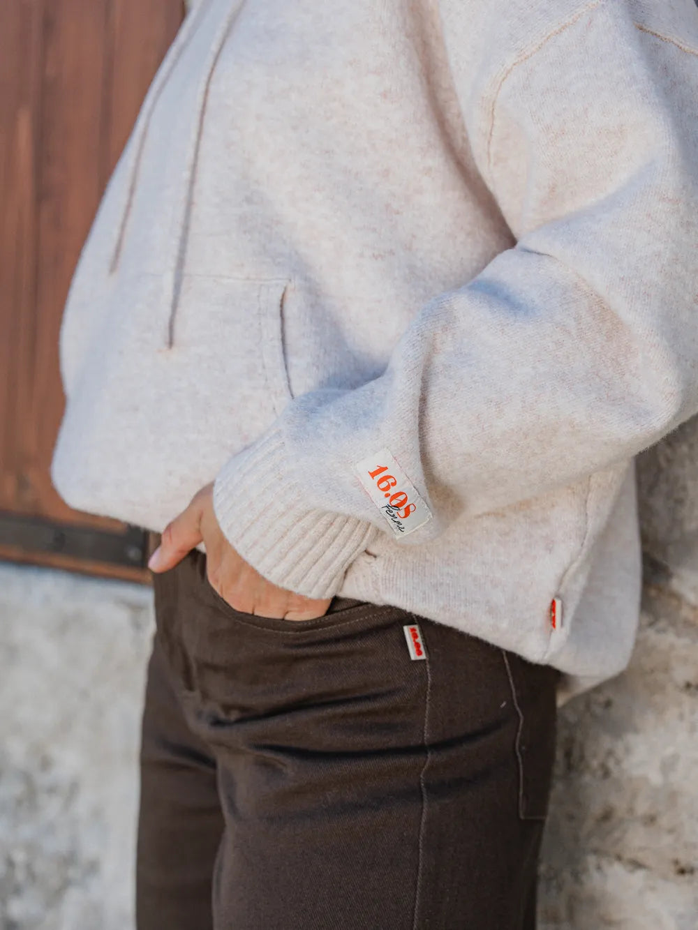 Creme Knit Oversized Hoodie