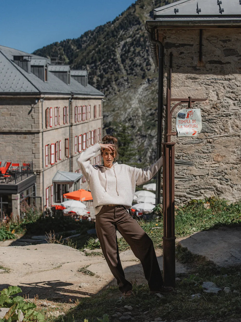 Creme Knit Oversized Hoodie