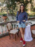 Navy Checked Blouse