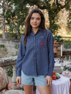 Navy Checked Blouse