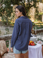 Navy Checked Blouse
