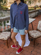 Navy Checked Blouse