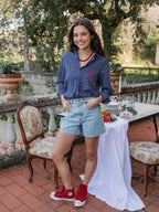 Navy Checked Blouse