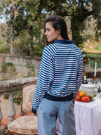 Navy Striped Oversized Polo