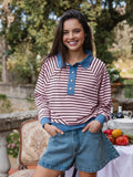 Pink Striped Oversized Polo