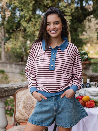 Pink gestreiftes Oversized-Polo